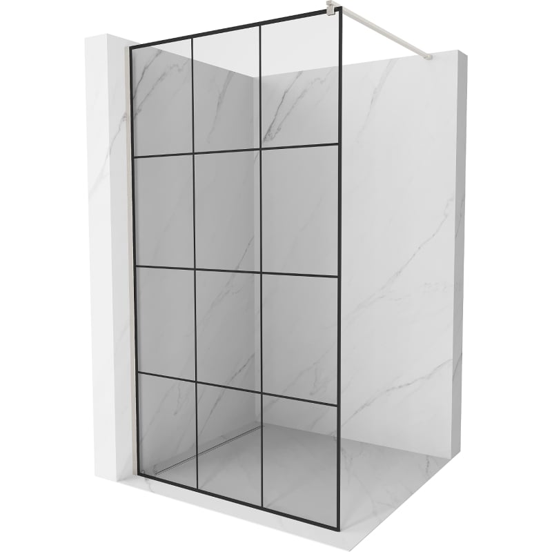 Mexen Kioto paroi de douche Walk-in 100 x 200 cm, grille noire 8 mm, nickel brossé - 800-100-101-97-77