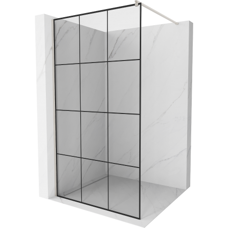 Mexen Kioto paroi de douche Walk-in 100 x 200 cm, grille noire 8 mm, nickel brossé - 800-100-101-97-77