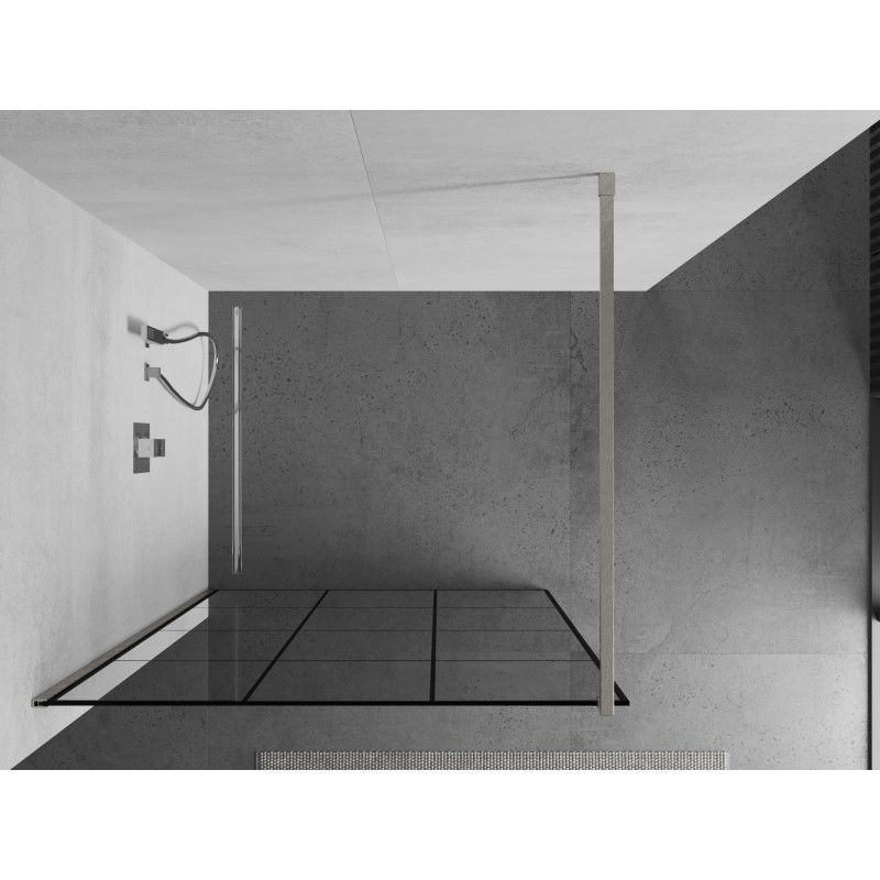 Mexen Kioto paroi de douche Walk-in 110 x 200 cm, grille noire 8 mm, nickel brossé - 800-110-101-97-77
