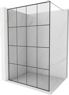 Mexen Kioto paroi de douche Walk-in 140 x 200 cm, motif noir 8 mm, nickel poli - 800-140-101-97-77