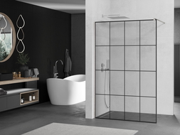 Mexen Kioto paroi de douche Walk-in 150 x 200 cm, motif noir 8 mm, nickel brossé - 800-150-101-97-77