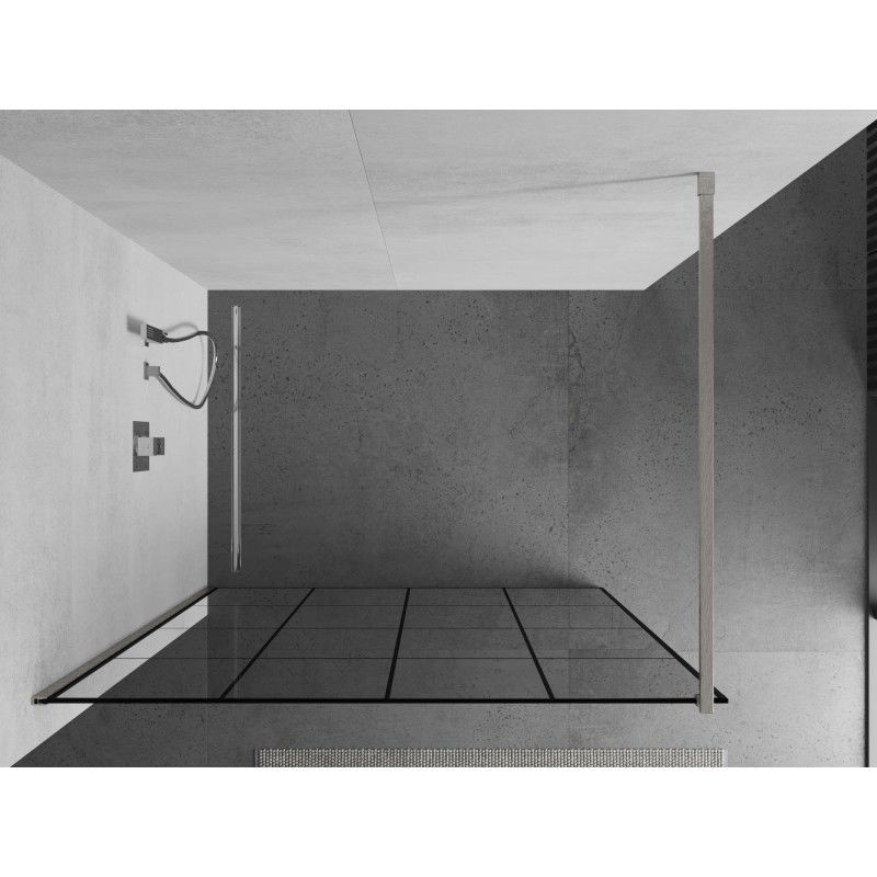 Mexen Kioto paroi de douche Walk-in 160 x 200 cm, grille noire 8 mm, nickel brossé - 800-160-101-97-77