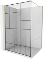 Mexen Kioto paroi de douche Walk-in 100 x 200 cm, motif noir 8 mm, finition dorée brossée - 800-100-101-55-78