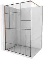 Mexen Kioto cloison de douche Walk-in 130 x 200 cm, motif noir 8 mm, cuivre brossé - 800-130-101-65-78