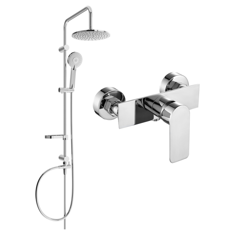 Mexen Alexa Carl ensemble de douche apparent avec douche de tête et robinet de douche, chrome - 71240240-00