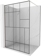 Mexen Kioto paroi de douche Walk-in 100 x 200 cm, motif noir 8 mm, nickel brossé - 800-100-101-97-78