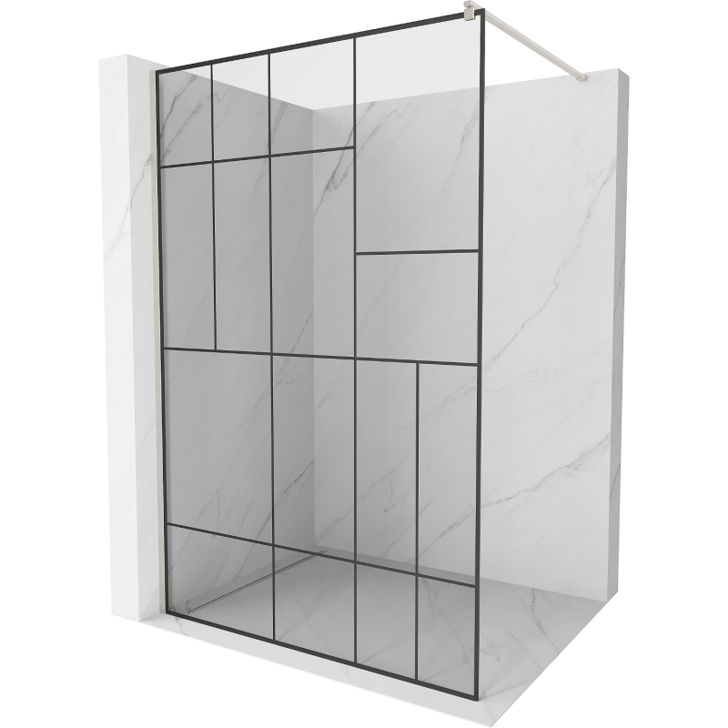 Mexen Kioto paroi de douche Walk-in 110 x 200 cm, motif noir 8 mm, nickel brossé - 800-110-101-97-78