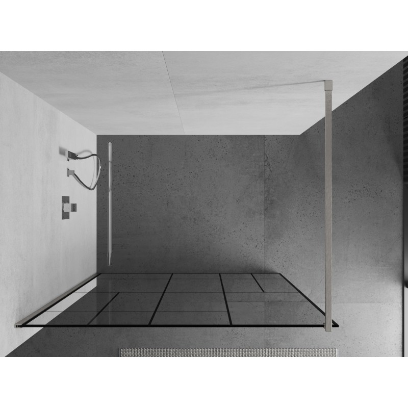 Mexen Kioto paroi de douche Walk-in 130 x 200 cm, motif noir 8 mm, nickel brossé - 800-130-101-97-78