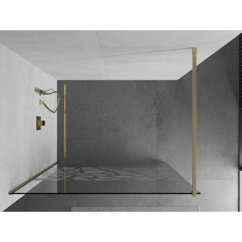 Mexen Kioto paroi de douche Walk-in 90 x 200 cm, motif blanc 8 mm, or brossé - 800-090-101-55-85