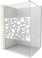 Paroi de douche Mexen Kioto Walk-in 140 x 200 cm, motif blanc 8 mm, doré brossé - 800-140-101-55-85