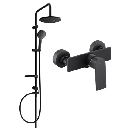 Ensemble de douche extérieur Mexen Erik avec pomme haute et robinet thermostatique Alexa, noir - 71240205-70