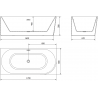 Baignoire Mexen Mia en coin gauche 170 x 80 cm, blanche, évacuation gun gray brossé - 52691708000L-66