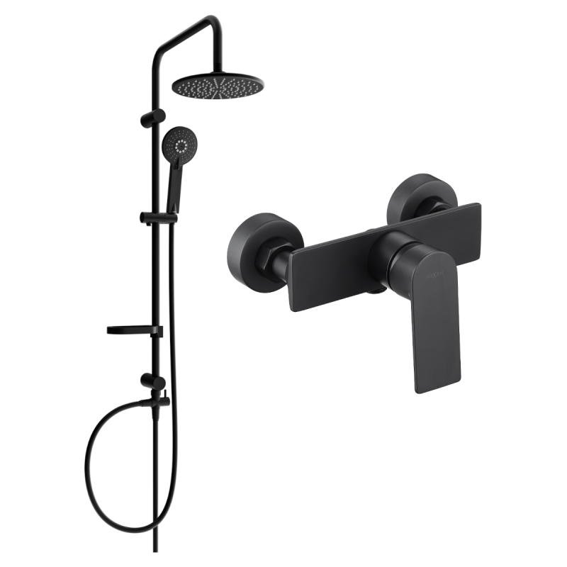 Mexen Carl ensemble de douche apparent avec pommeau et robinet de douche Alexa, noir - 71240240-70