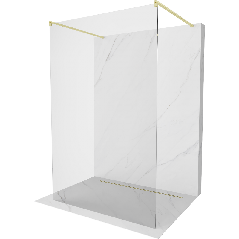 Mexen Kioto paroi de douche autoportante 110 x 200 cm, transparent 8 mm, or brossé - 800-110-002-55-00