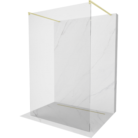Mexen Kioto paroi de douche autoportante 110 x 200 cm, transparent 8 mm, or brossé - 800-110-002-55-00