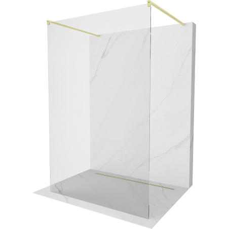 Mexen Kioto paroi de douche autoportante 130 x 200 cm, transparent 8 mm, or brossé - 800-130-002-55-00
