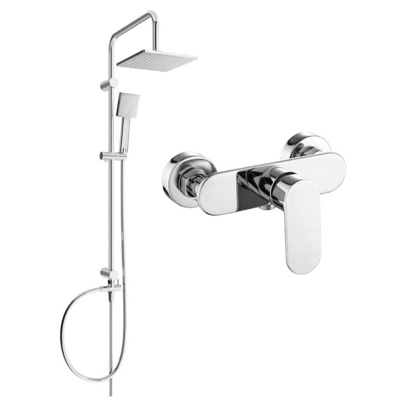 Ensemble de douche en surface Mexen Tord avec douche de tête et robinet de douche Milo, chrome - 71340200-00