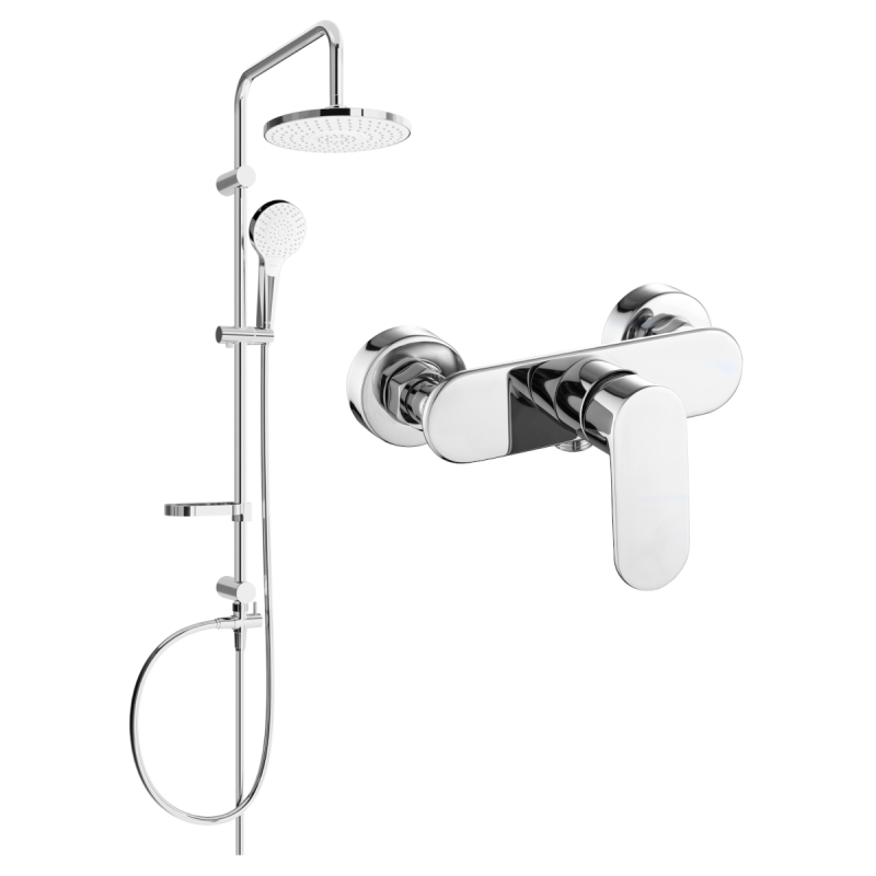 Mexen Erik ensemble de douche en applique avec douche de tête et robinetterie de douche Milo, chrome - 71340205-00