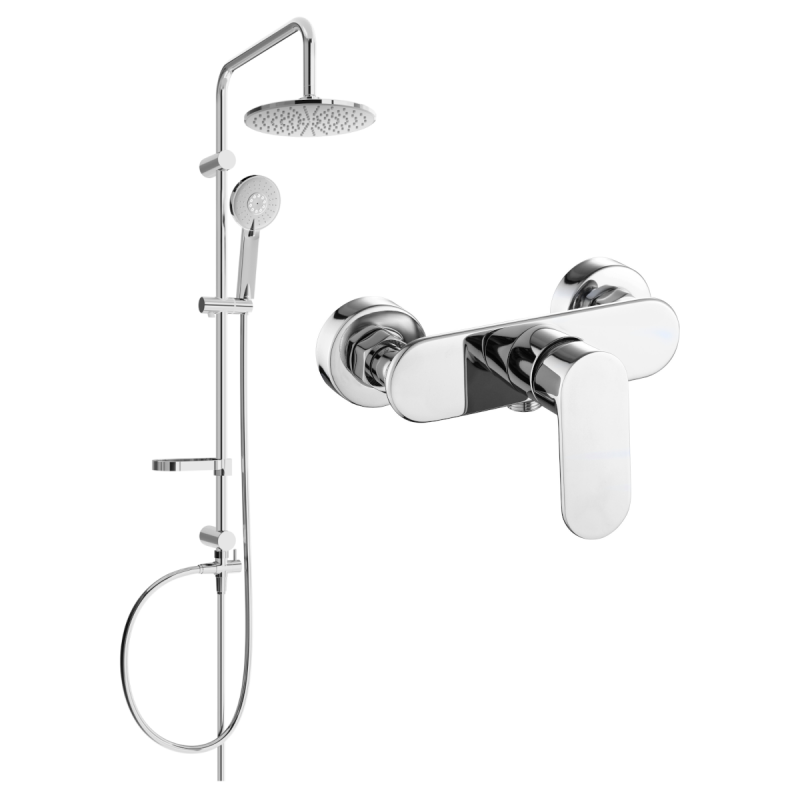 Ensemble de douche apparent Mexen Carl avec pommeau et mitigeur Milo, chromé - 71340240-00