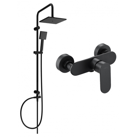 Ensemble de douche apparente Mexen Tord avec pomme de douche et mitigeur Milo, noir - 71340200-70