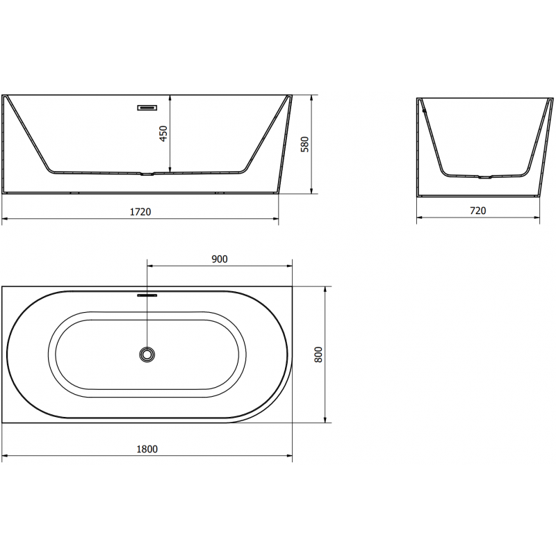 Mexen Mia baignoire autoportante d'angle gauche 180 x 80 cm, blanc/noir, trop-plein chromé - 52691808075L-01