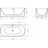 Mexen Mia baignoire d'angle autoportante gauche 180 x 80 cm, blanche/noire, trop-plein doré brossé - 52691808075L-55