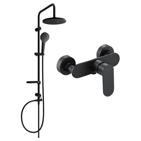 Mexen Erik ensemble de douche en saillie avec pomme de douche et robinet de douche Milo, noir - 71340205-70