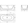 Baignoire Mexen Mia droite autonome 180 x 80 cm, blanche, dorure rose - 52691808000P-60