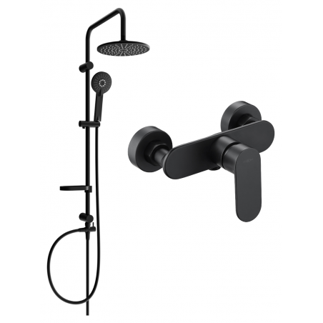 Mexen Carl ensemble de douche à montage mural avec pomme de douche et robinetterie Milo, noir - 71340240-70