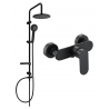 Mexen Carl ensemble de douche à montage mural avec pomme de douche et robinetterie Milo, noir - 71340240-70