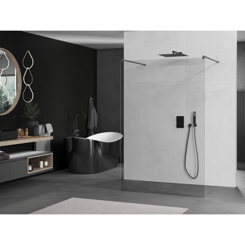 Mexen Kioto paroi de douche autoportante 135 x 200 cm, transparent 8 mm, gris canon brossé - 800-135-002-66-00