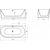 Baignoire Mexen Mia, angulaire droite 180 x 80 cm, blanche/noire, siphon en or brossé - 52691808075P-55
