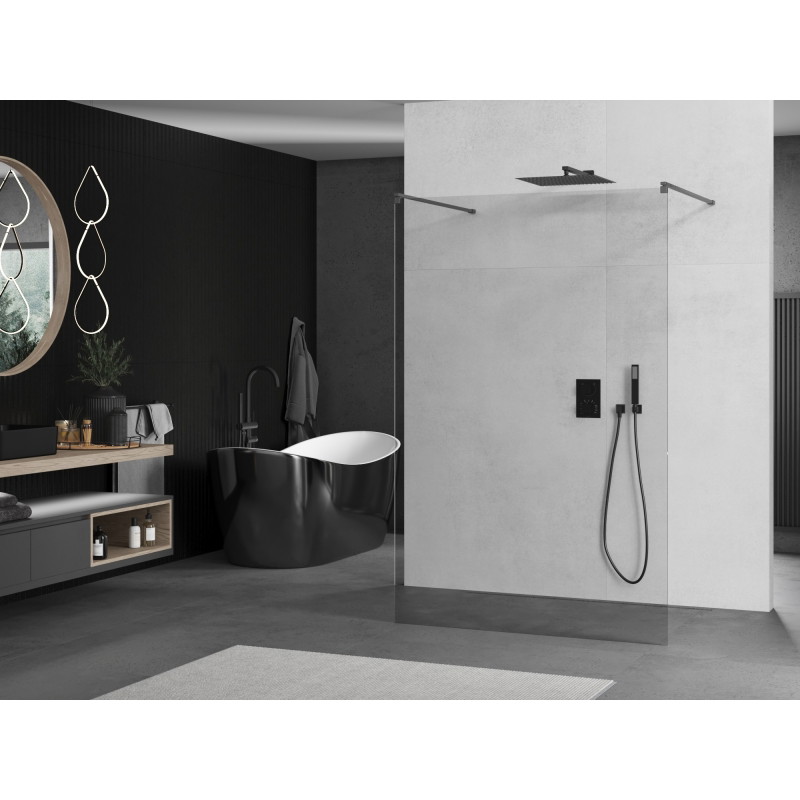 Mexen Kioto paroi de douche autoportante 140 x 200 cm, transparent 8 mm, gris canon brossé - 800-140-002-66-00