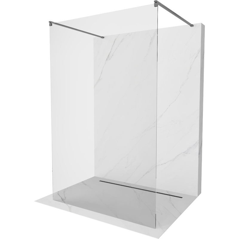 Mexen Kioto paroi de douche autoportante 140 x 200 cm, transparent 8 mm, gris canon brossé - 800-140-002-66-00