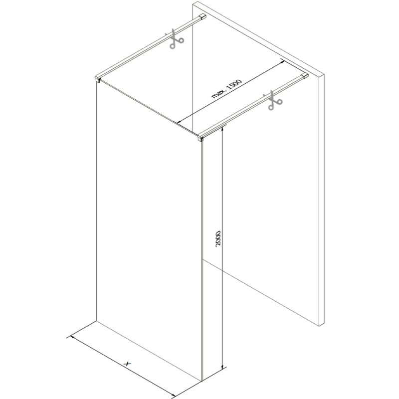 Mexen Kioto paroi de douche autoportante 115 x 200 cm, transparent 8 mm, cuivre brossé - 800-115-002-65-00