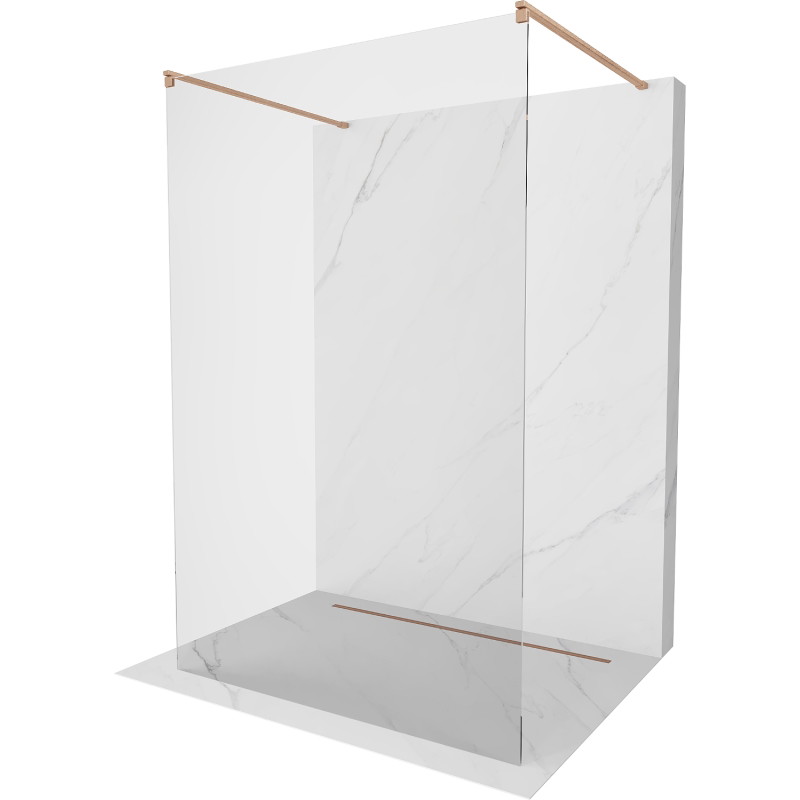 Mexen Kioto cloison de douche autoportante 135 x 200 cm, transparent 8 mm, cuivre brossé - 800-135-002-65-00