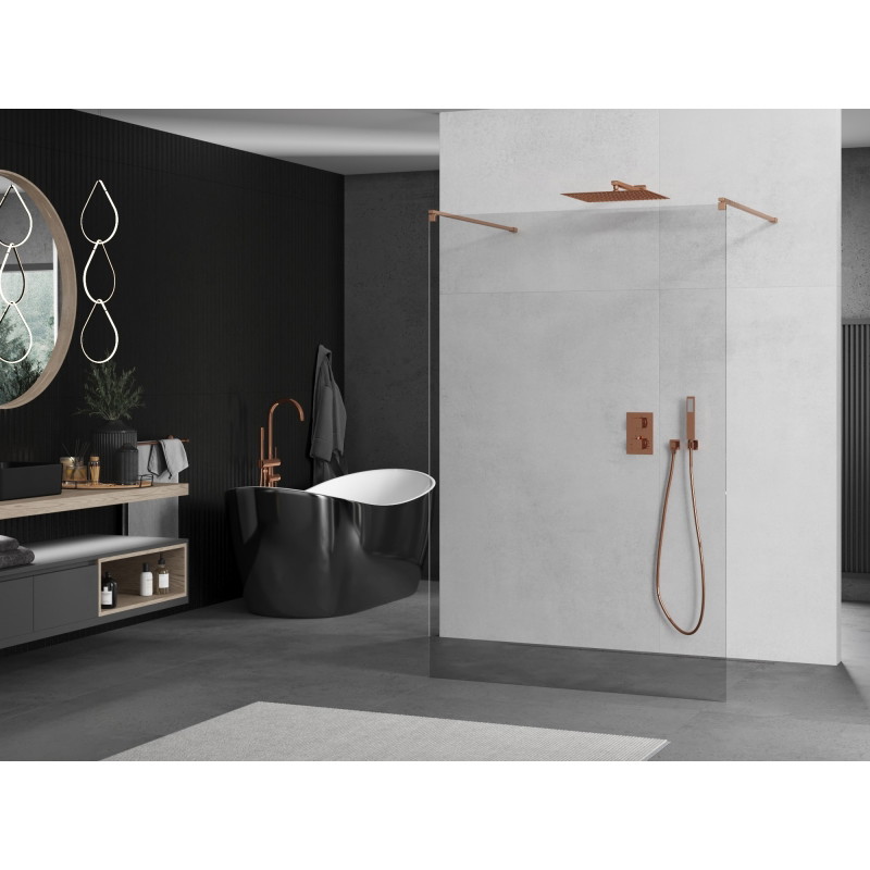 Mexen Kioto cloison de douche autoportante 135 x 200 cm, transparent 8 mm, cuivre brossé - 800-135-002-65-00
