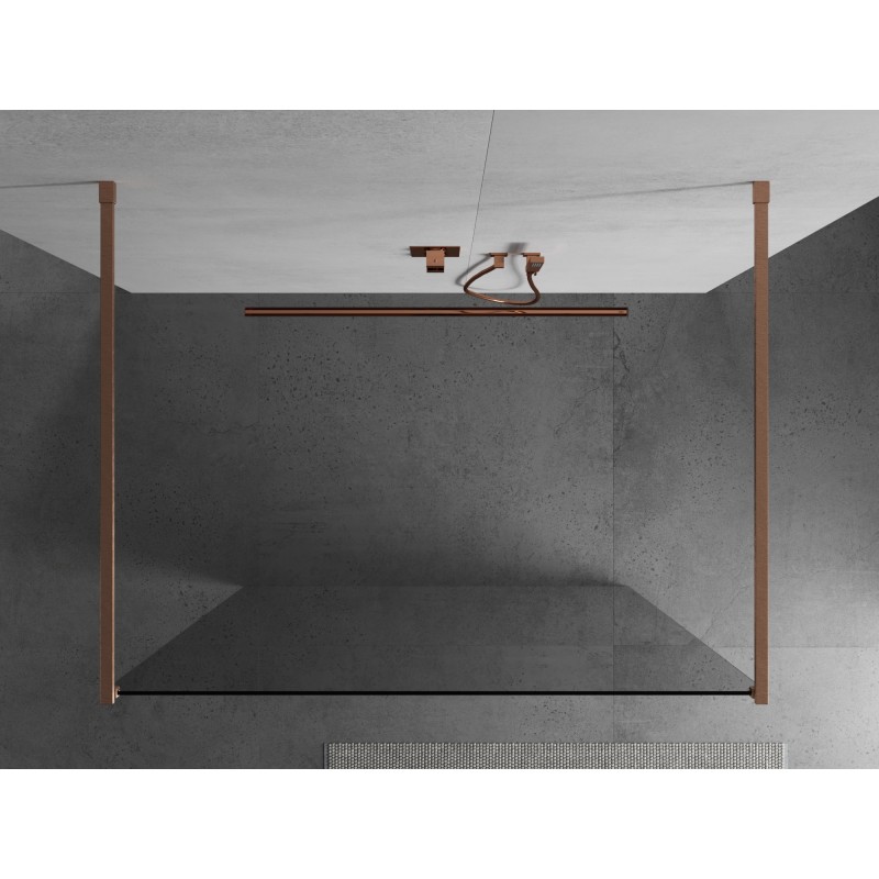 Mexen Kioto paroi de douche autoportante 140 x 200 cm, transparent 8 mm, cuivre brossé - 800-140-002-65-00