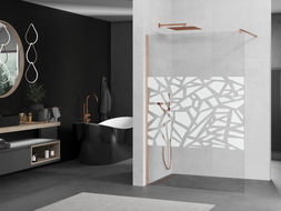 Mexen Kioto paroi de douche Walk-in 70 x 200 cm, motif blanc 8 mm, cuivre brossé - 800-070-101-65-85