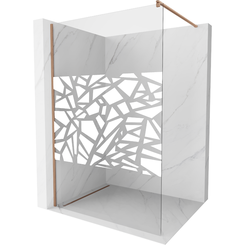 Mexen Kioto paroi de douche Walk-in 70 x 200 cm, motif blanc 8 mm, laiton brossé - 800-070-101-65-85