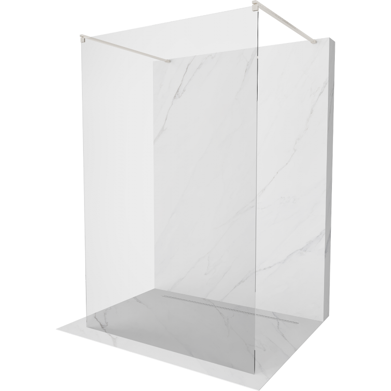 Paroi de douche Mexen Kioto autoportante 130 x 200 cm, transparente 8 mm, nickel brossé - 800-130-002-97-00