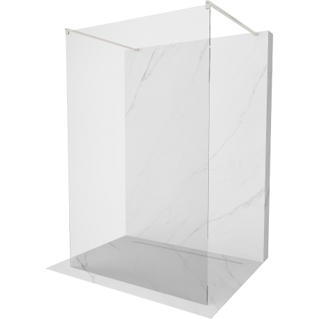Paroi de douche Mexen Kioto autoportante 130 x 200 cm, transparente 8 mm, nickel brossé - 800-130-002-97-00