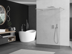 Paroi de douche Mexen Kioto autoportante 130 x 200 cm, transparente 8 mm, nickel brossé - 800-130-002-97-00