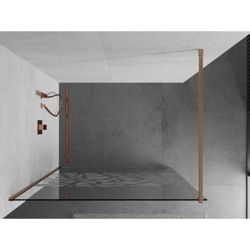 Mexen Kioto paroi de douche Walk-in 110 x 200 cm, motif blanc 8 mm, cuivre brossé - 800-110-101-65-85