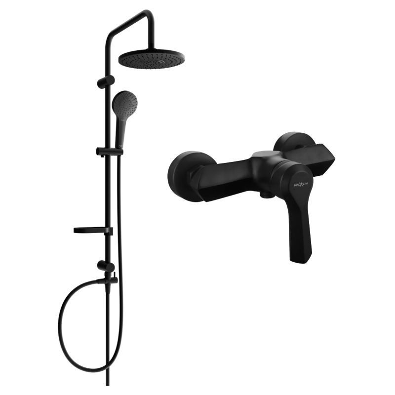 Mexen Erik ensemble de douche en saillie avec pomme de douche et mitigeur Sabre, noir - 72140205-70