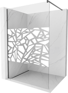 Mexen Kioto paroi de douche Walk-in 90 x 200 cm, motif blanc 8 mm, gris acier brossé - 800-090-101-66-85
