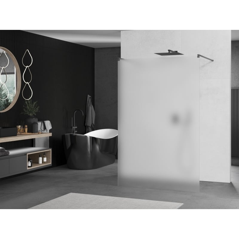 Mexen Kioto paroi de douche autoportante 110 x 200 cm, givre 8 mm, gris canon brossé - 800-110-002-66-30