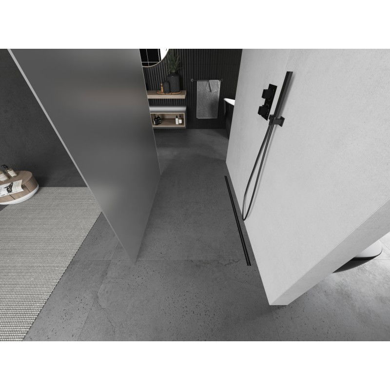 Mexen Kioto paroi de douche autoportante 140 x 200 cm, givre 8 mm, gun gray brossé - 800-140-002-66-30