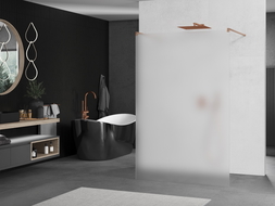 Paroi de douche Mexen Kioto autoportante 100 x 200 cm, verre dépoli 8 mm, laiton brossé - 800-100-002-65-30