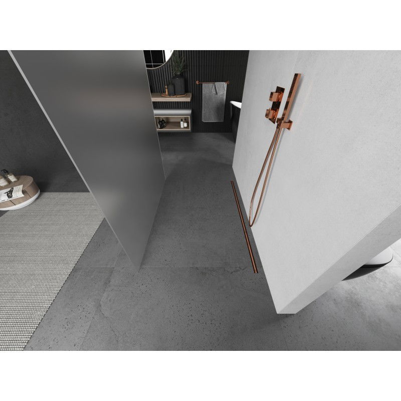 Mexen Kioto paroi de douche autoportante 110 x 200 cm, givre 8 mm, cuivre brossé - 800-110-002-65-30